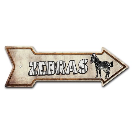 Signmission Zebras Arrow Sign Funny Home Decor 24in Wide P-ARROW8-999537